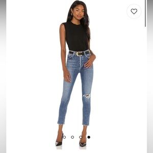 AGOLDE Nico High Rise Slim Distressed Jeans Button Fly Shoreline Women's 29